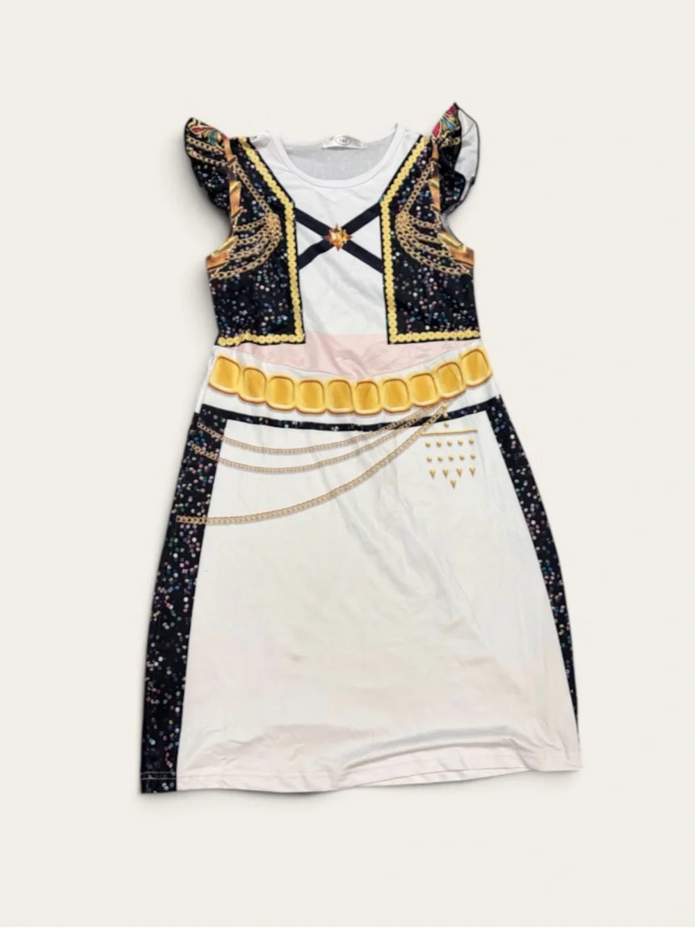 Girls' demon hunter White and Black Jewel-Print Costume Dress